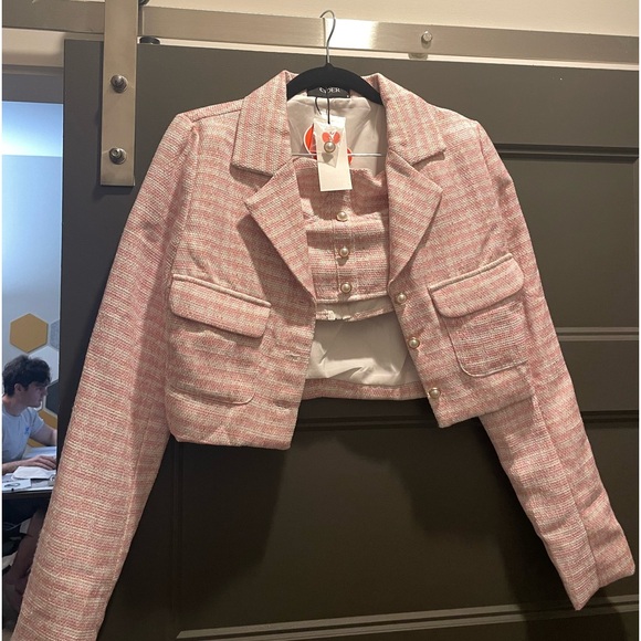 Barbie core tweed two piece blazer and top set - Picture 1 of 5